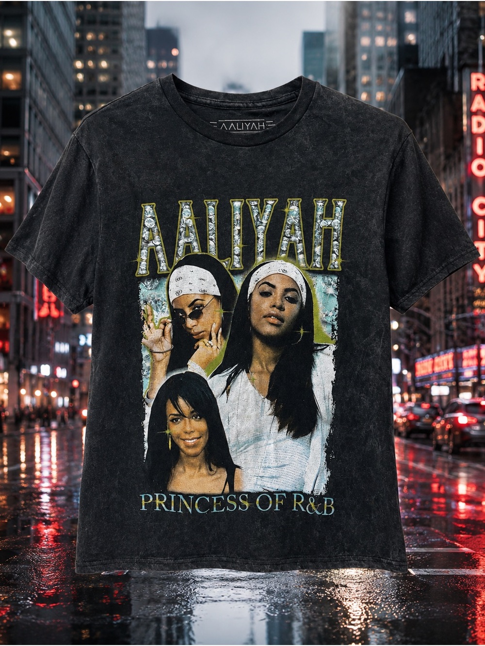 Aaliyah "Princess of R&B" Graphic Tee - Black